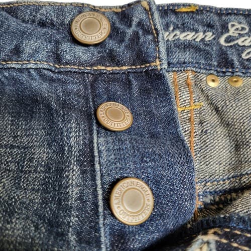 American Eagle Womens Denim Cutoff Shorts 4 Cotton Button Fly Distressed Studs - Thumbnail 4