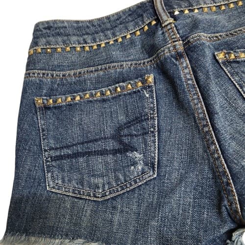 American Eagle Womens Denim Cutoff Shorts 4 Cotton Button Fly Distressed Studs - Thumbnail 6