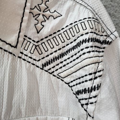 Roar Mens Shirt L White Heavy Embroidery Shotgun Cuffs Cotton Stretch Rodeo - Thumbnail 8