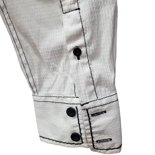 Roar Mens Shirt L White Heavy Embroidery Shotgun Cuffs Cotton Stretch Rodeo - Thumbnail 3