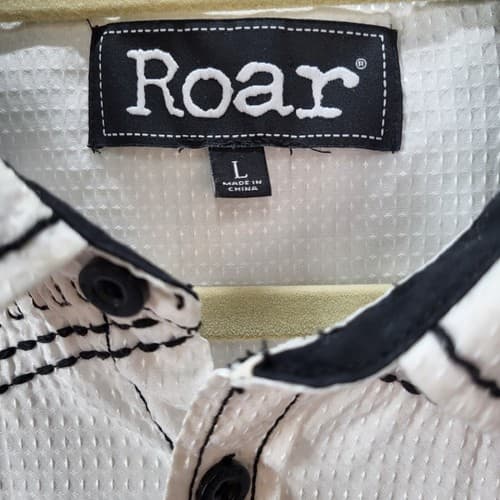 Roar Mens Shirt L White Heavy Embroidery Shotgun Cuffs Cotton Stretch Rodeo - Thumbnail 7