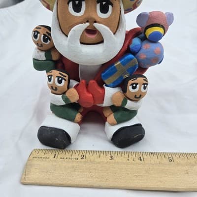 Ramey Pottery Santa Claus Storyteller Three Kids Presents Sack Signed Folk Art - Thumbnail 14