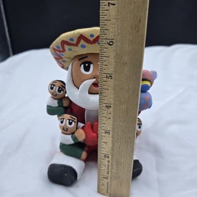 Ramey Pottery Santa Claus Storyteller Three Kids Presents Sack Signed Folk Art - Thumbnail 13