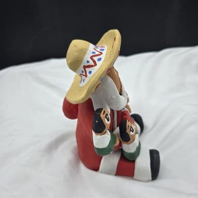 Ramey Pottery Santa Claus Storyteller Three Kids Presents Sack Signed Folk Art - Thumbnail 4
