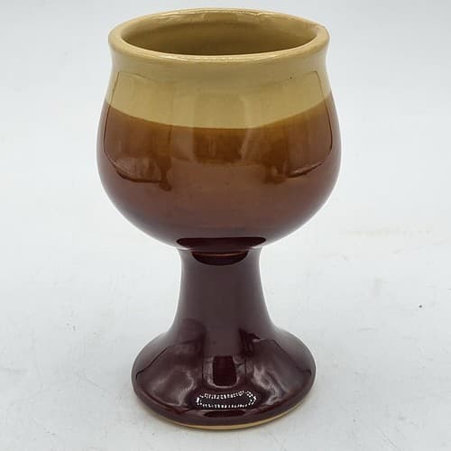 Vintage Armbee San Francisco Wine Carafe 4 Chalice Goblet Set Brown Ceramic - Thumbnail 3