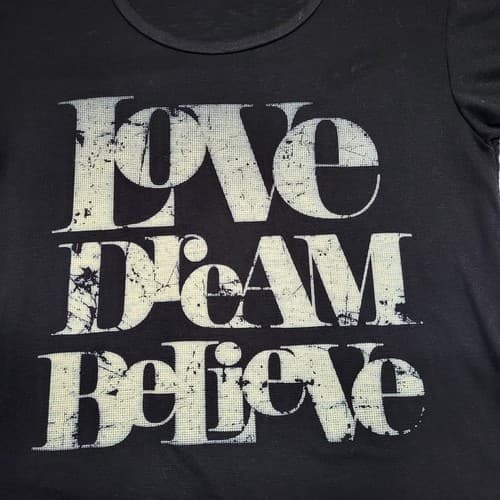 Modern Lux Womens Shirt Top Black L Tee Knit Poly Rayon Love Dream Believe - Thumbnail 2