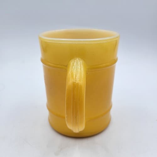 Fire King Barrel Mug 18 Yellow Oven Proof Vintage 10oz USA Anchor Hocking - Thumbnail 2