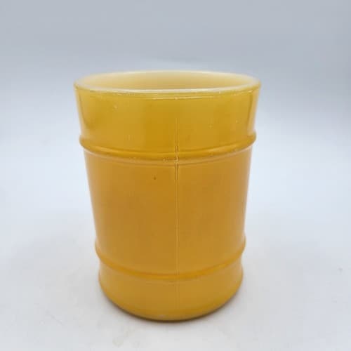 Fire King Barrel Mug 18 Yellow Oven Proof Vintage 10oz USA Anchor Hocking - Thumbnail 4