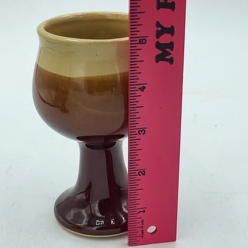 Vintage Armbee San Francisco Wine Carafe 4 Chalice Goblet Set Brown Ceramic - Thumbnail 11