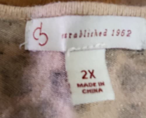 CB Womens Plus Sweater Leopard Tan 2XL Rayon Blend Knit Short Sleeve V-Neck - Thumbnail 5