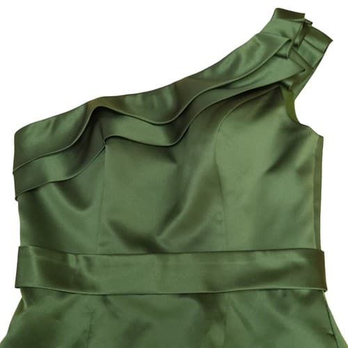 Davinci Womens Dress 8 Green One Shoulder Cocktail Prom Satin Pockets Evening - Thumbnail 4