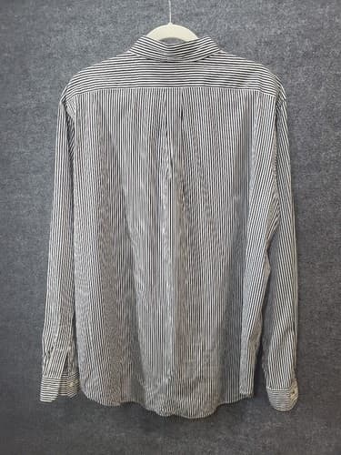 Ralph Lauren Button Down Shirt Black White Stripe 17.5 XL Cotton Classic Fit - Thumbnail 4