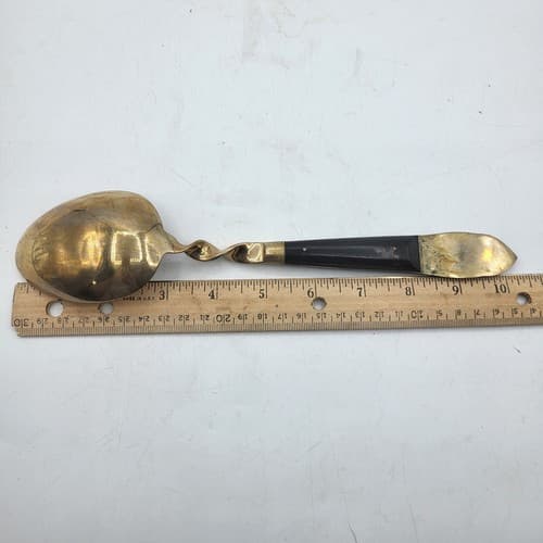 Siam Cutlery Salad Fork & Spoon Thai Brass Teak Handles Praying Buddha Design - Thumbnail 7