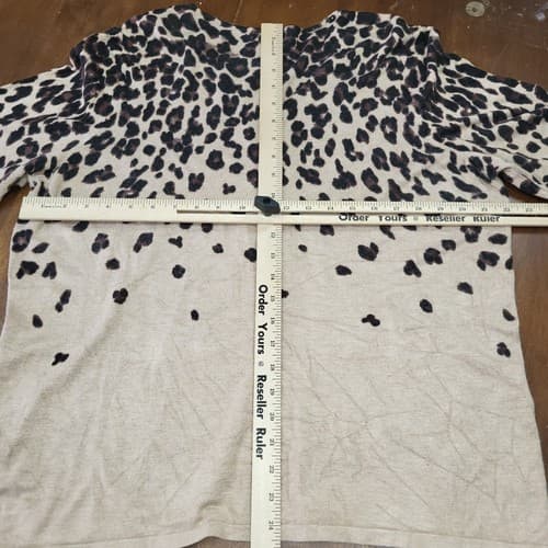 CB Womens Plus Sweater Leopard Tan 2XL Rayon Blend Knit Short Sleeve V-Neck - Thumbnail 12