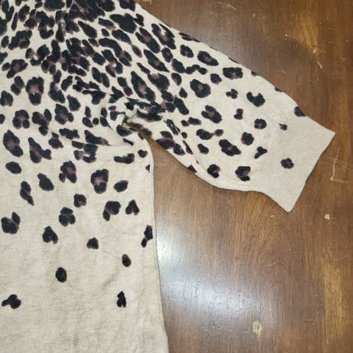 CB Womens Plus Sweater Leopard Tan 2XL Rayon Blend Knit Short Sleeve V-Neck - Thumbnail 8