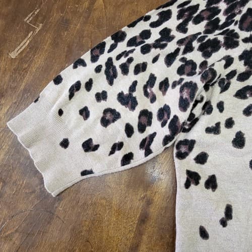 CB Womens Plus Sweater Leopard Tan 2XL Rayon Blend Knit Short Sleeve V-Neck - Thumbnail 7