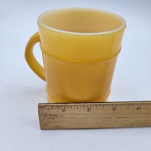 Fire King Barrel Mug 18 Yellow Oven Proof Vintage 10oz USA Anchor Hocking - Thumbnail 9