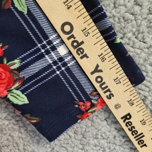 Arabell Womens Blouse Top 1X Navy Check Red Roses Hi-Lo Poly Spandex Flowey Plus - Thumbnail 8