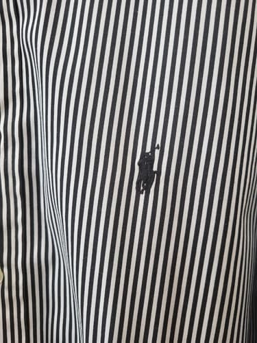 Ralph Lauren Button Down Shirt Black White Stripe 17.5 XL Cotton Classic Fit - Thumbnail 3