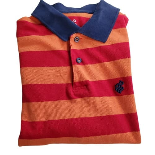 Rocawear Mens Shirt Orange XL Polo Red Navy Stripes Resort Cruise Colorful - Thumbnail 3