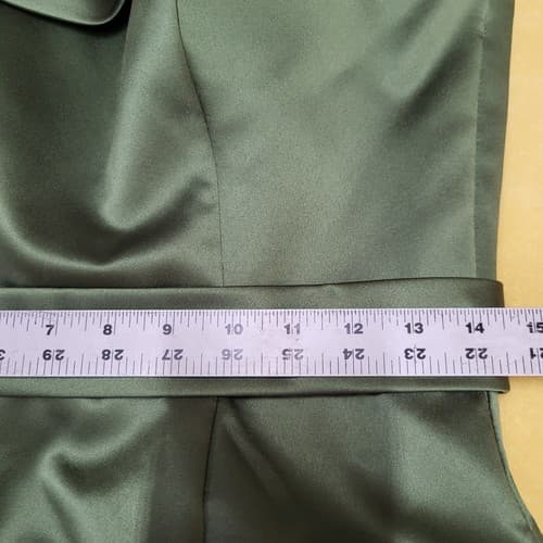 Davinci Womens Dress 8 Green One Shoulder Cocktail Prom Satin Pockets Evening - Thumbnail 9
