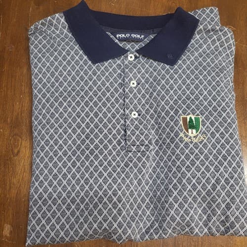 POLO GOLF Ralph Lauren Mens Shirt Blue XL Pima Cotton Pine Valley GC Logo - Thumbnail 2