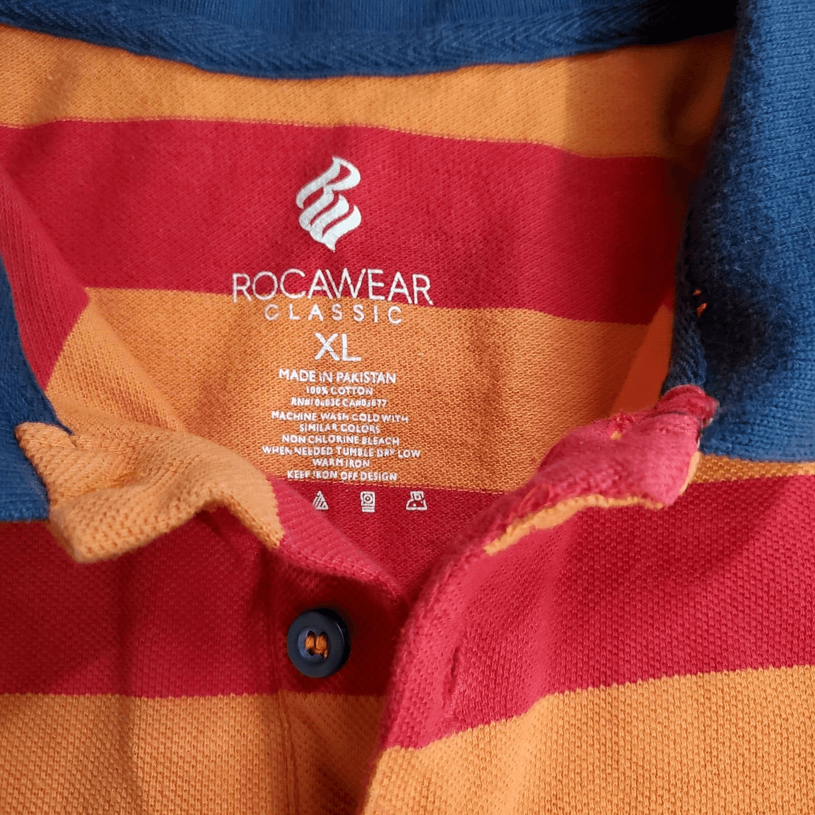 Rocawear Mens Shirt Orange XL Polo Red Navy Stripes Resort Cruise Colorful - Thumbnail 4