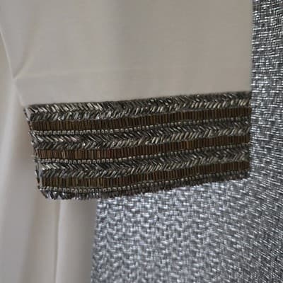 J Jill Christian Siriano Holiday Sheath Dress XL Winter White Knit Beaded Cuffs - Thumbnail 4