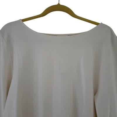 J Jill Christian Siriano Holiday Sheath Dress XL Winter White Knit Beaded Cuffs - Thumbnail 3