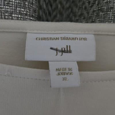 J Jill Christian Siriano Holiday Sheath Dress XL Winter White Knit Beaded Cuffs - Thumbnail 8