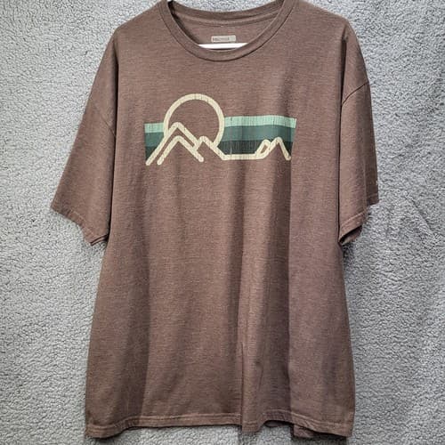Marmot Mens Tee Shirt Brown 2XL XXL Short Sleeve Cotton Blend Mountain Logo - Thumbnail 4