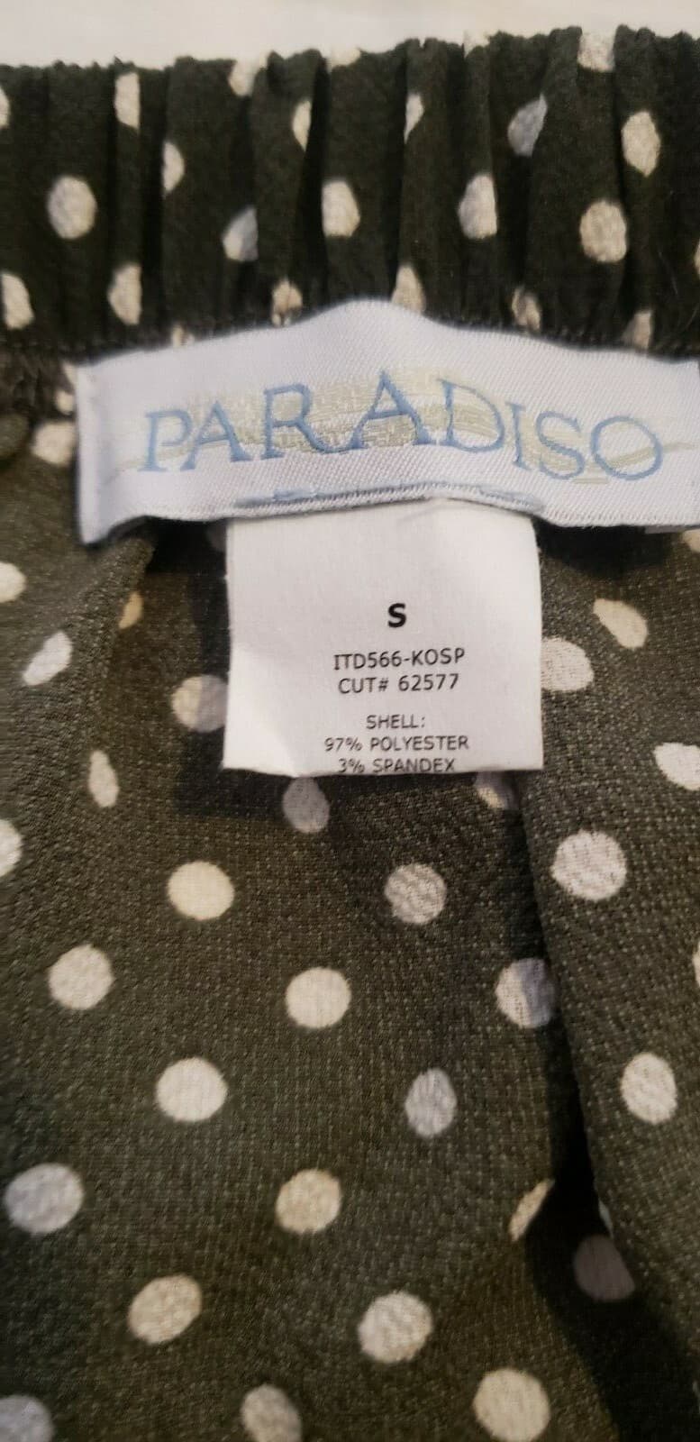 Paradiso Womens Top Blouse Green S Boho Polka Dot Front Tie Resort Cruise Wear - Thumbnail 6
