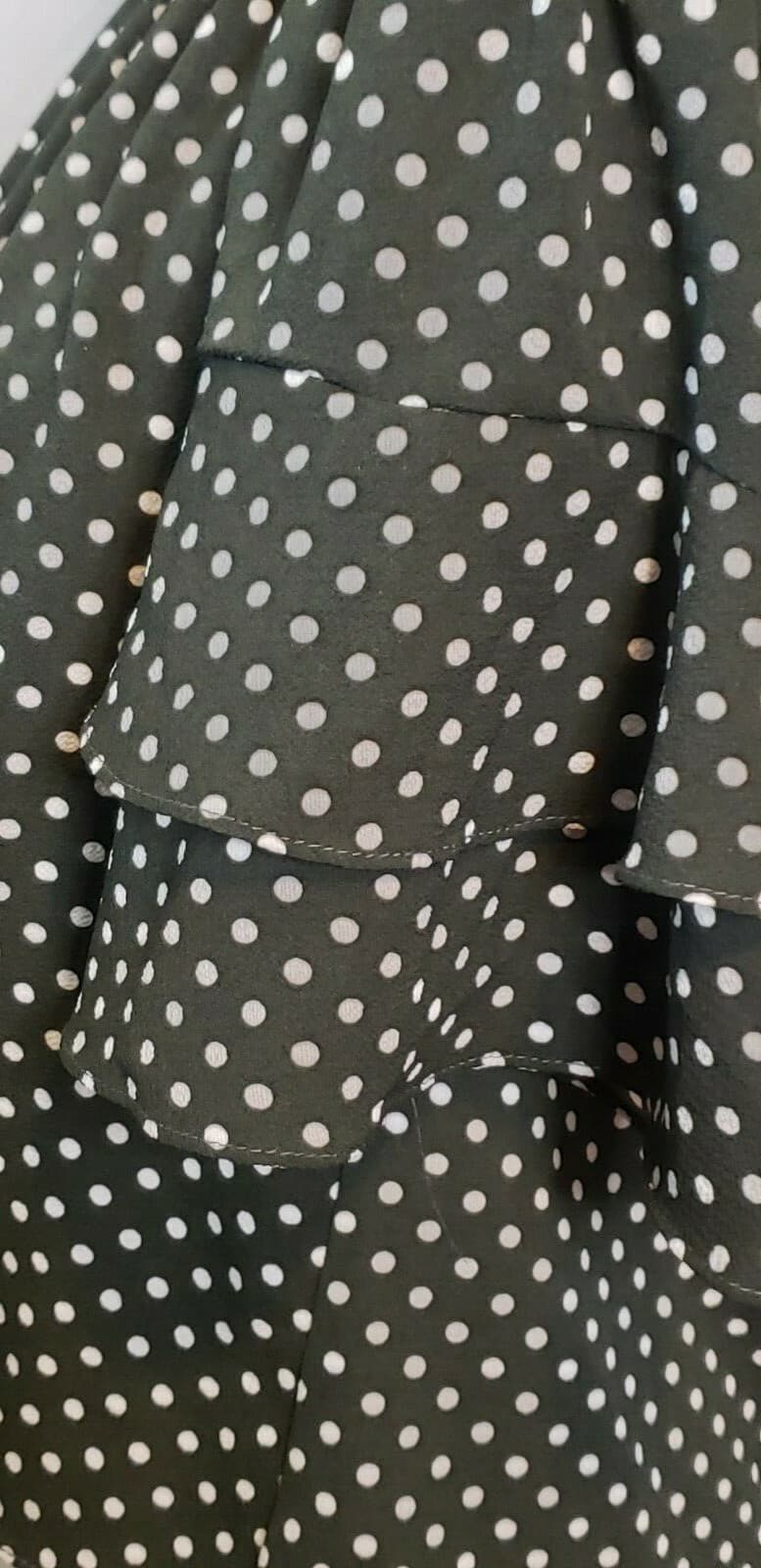 Paradiso Womens Top Blouse Green S Boho Polka Dot Front Tie Resort Cruise Wear - Thumbnail 4