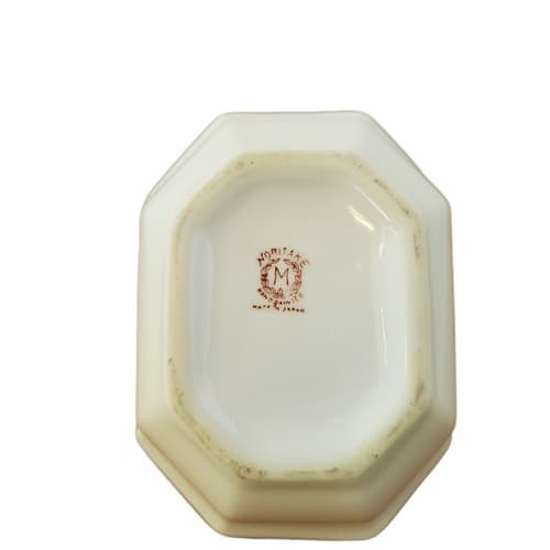 Noritake Handpainted Octagon Small Basket Gold Handle Flowers Art Deco Trim - Thumbnail 4