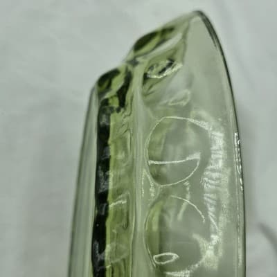 Vintage Indiana Glass Avocado Green Thumbprint Dish Oval MCM Relish Candy Sauce - Thumbnail 9