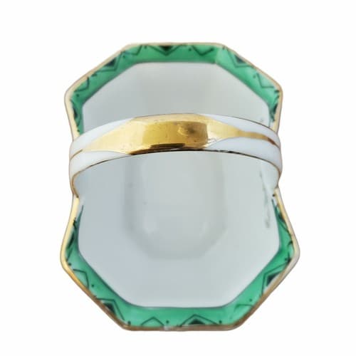 Noritake Handpainted Octagon Small Basket Gold Handle Flowers Art Deco Trim - Thumbnail 5