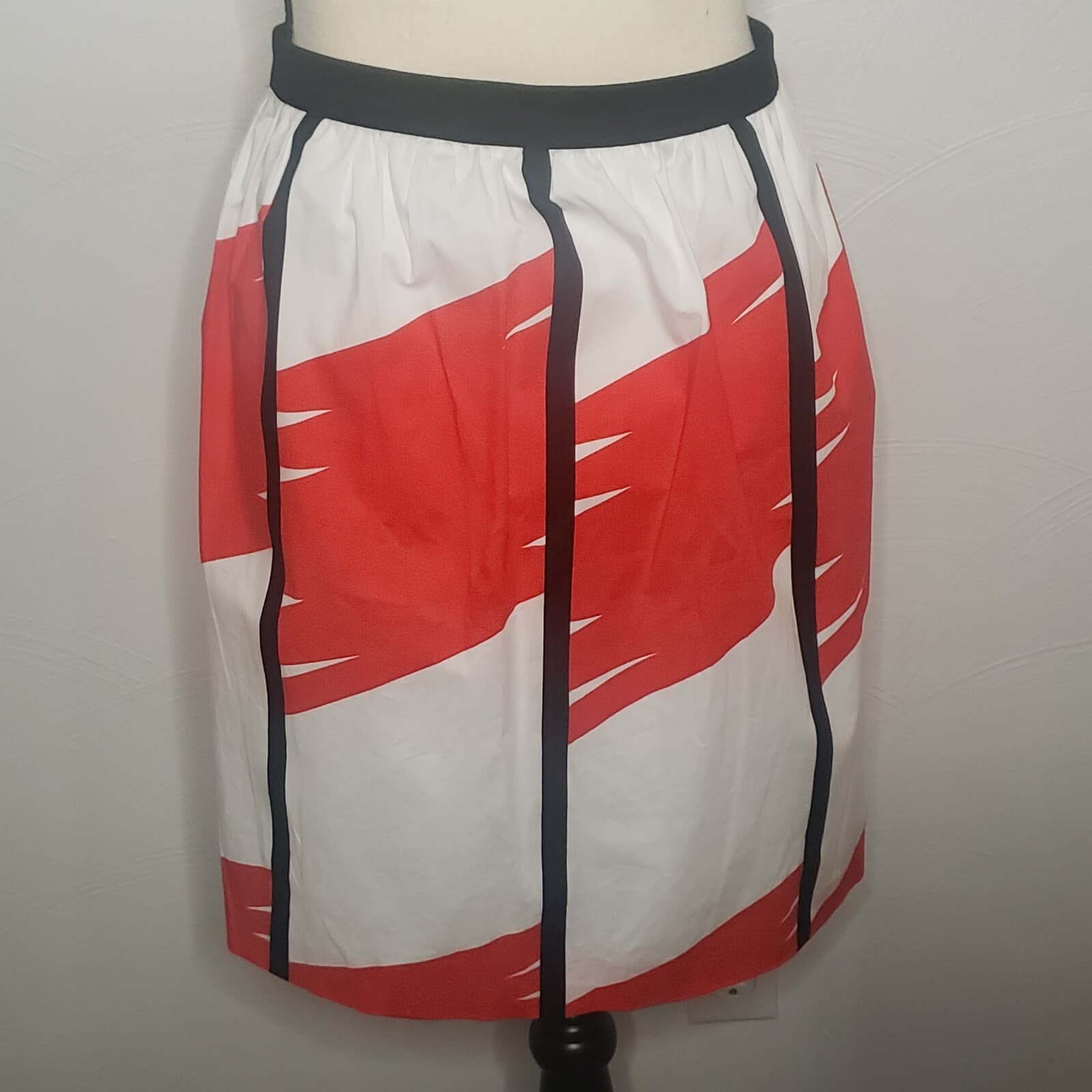 Vince Camuto Womens Skirt Red White 14 Knee Length Lined Side Zipper NWT Pockets - Thumbnail 4