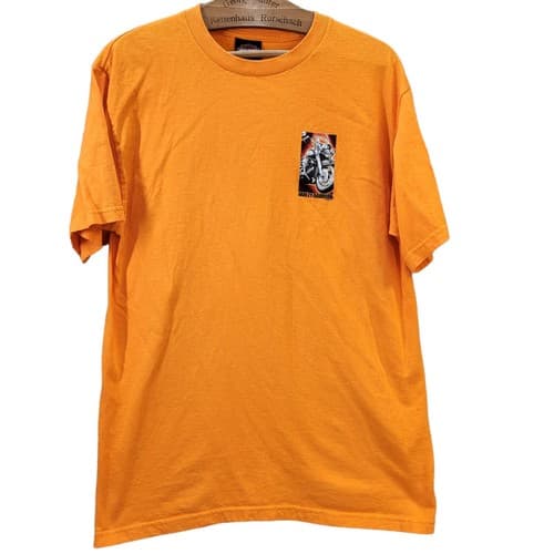 Harley Davidson Mens Shirt Orange L Cotton Short Sleeves Motorcycle Classic - Thumbnail 3