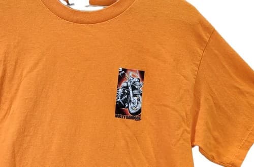 Harley Davidson Mens Shirt Orange L Cotton Short Sleeves Motorcycle Classic - Thumbnail 5