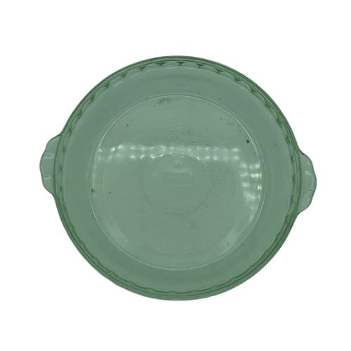 Vintage Jeanette Glass Pie Plate & Wicker Set Wickerware 10" Original Box - Thumbnail 3
