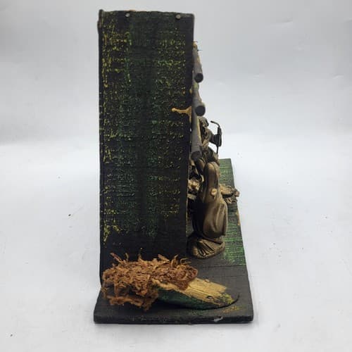 Vintage Fontanini Wooden Nativity Manager 5 Figurine Thatched Roof Rustic Italy - Thumbnail 3