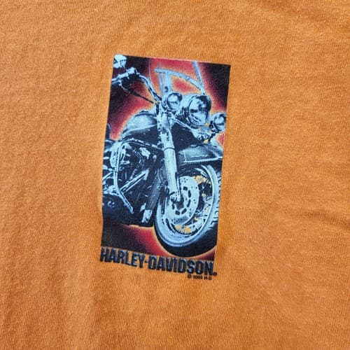 Harley Davidson Mens Shirt Orange L Cotton Short Sleeves Motorcycle Classic - Thumbnail 2