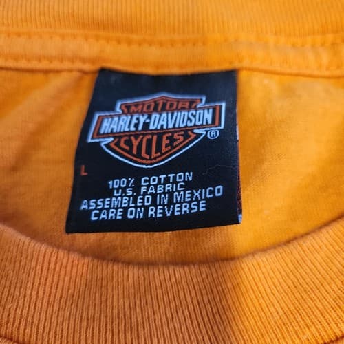Harley Davidson Mens Shirt Orange L Cotton Short Sleeves Motorcycle Classic - Thumbnail 6