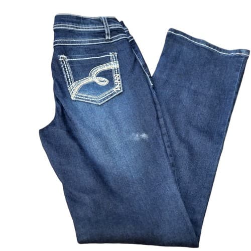 Project Indigo Womens Jeans Blue Denim 4 Bootcut Embroidered 5 Pockets Topstich - Thumbnail 6