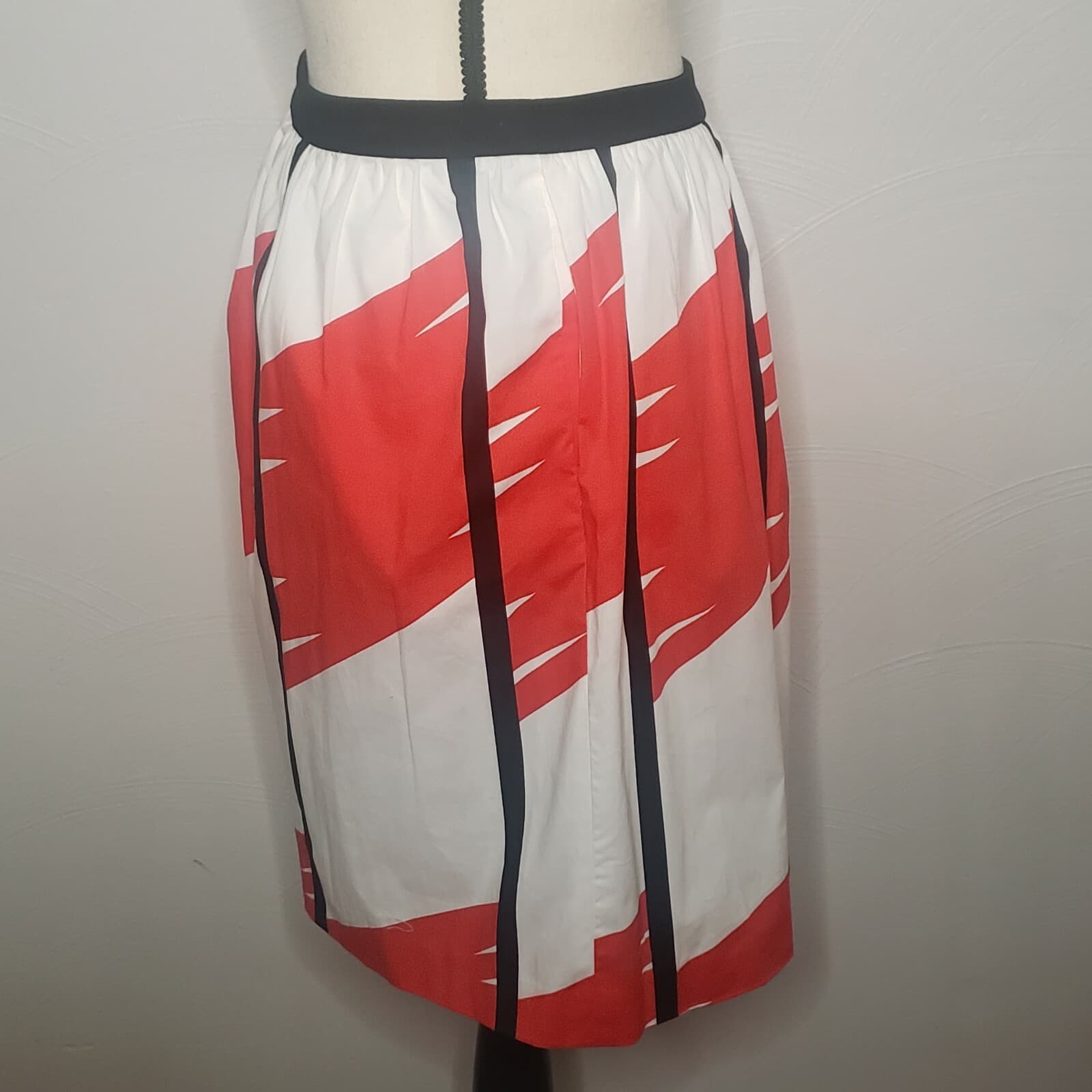 Vince Camuto Womens Skirt Red White 14 Knee Length Lined Side Zipper NWT Pockets - Thumbnail 2