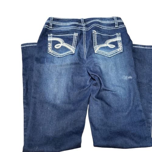 Project Indigo Womens Jeans Blue Denim 4 Bootcut Embroidered 5 Pockets Topstich - Thumbnail 2