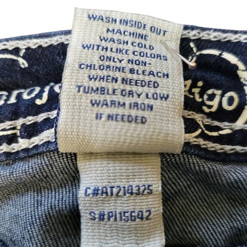 Project Indigo Womens Jeans Blue Denim 4 Bootcut Embroidered 5 Pockets Topstich - Thumbnail 7