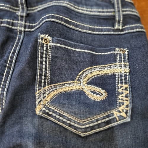 Project Indigo Womens Jeans Blue Denim 4 Bootcut Embroidered 5 Pockets Topstich - Thumbnail 4