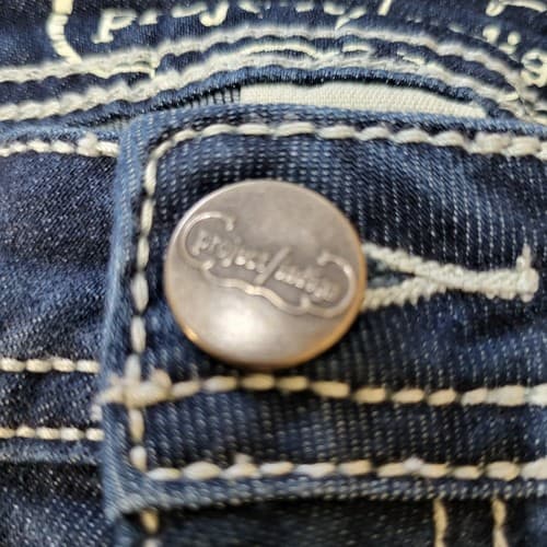 Project Indigo Womens Jeans Blue Denim 4 Bootcut Embroidered 5 Pockets Topstich - Thumbnail 5