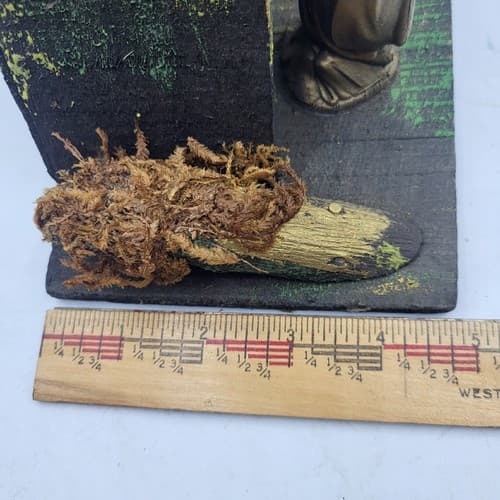Vintage Fontanini Wooden Nativity Manager 5 Figurine Thatched Roof Rustic Italy - Thumbnail 15